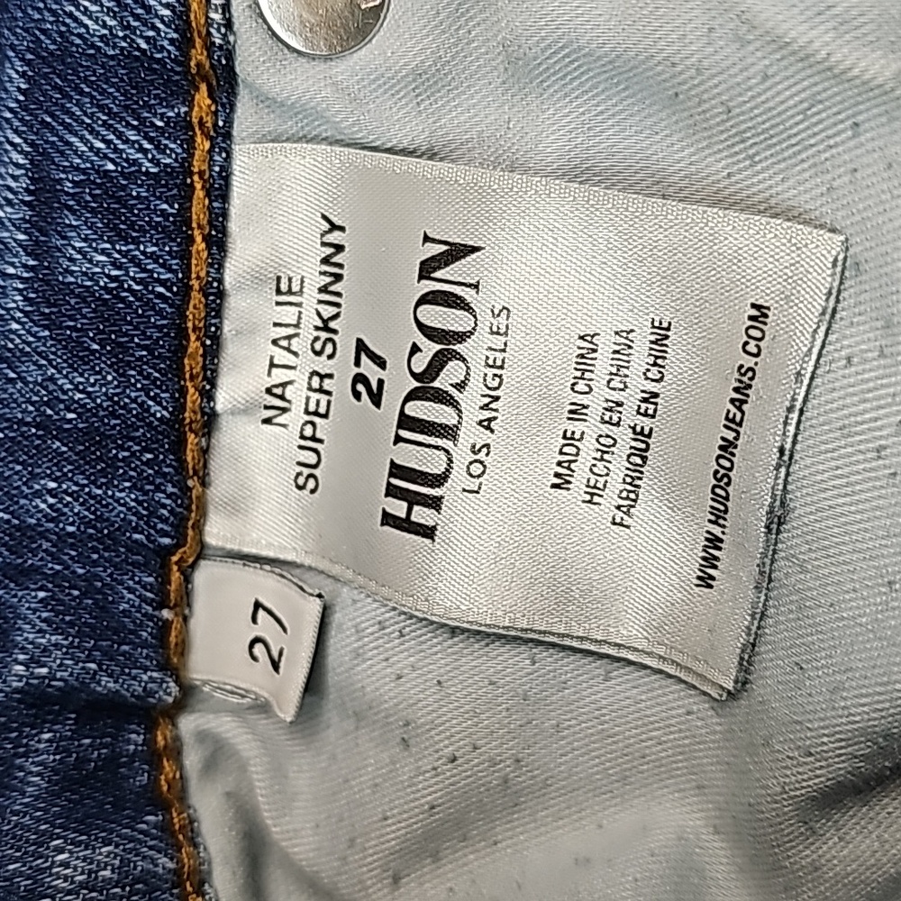 NEW HUDSON NATALIE SUPER SKINNY DISTRESSED 5 POCKET DENIM BLUE JEANS - Picture 12 of 14
